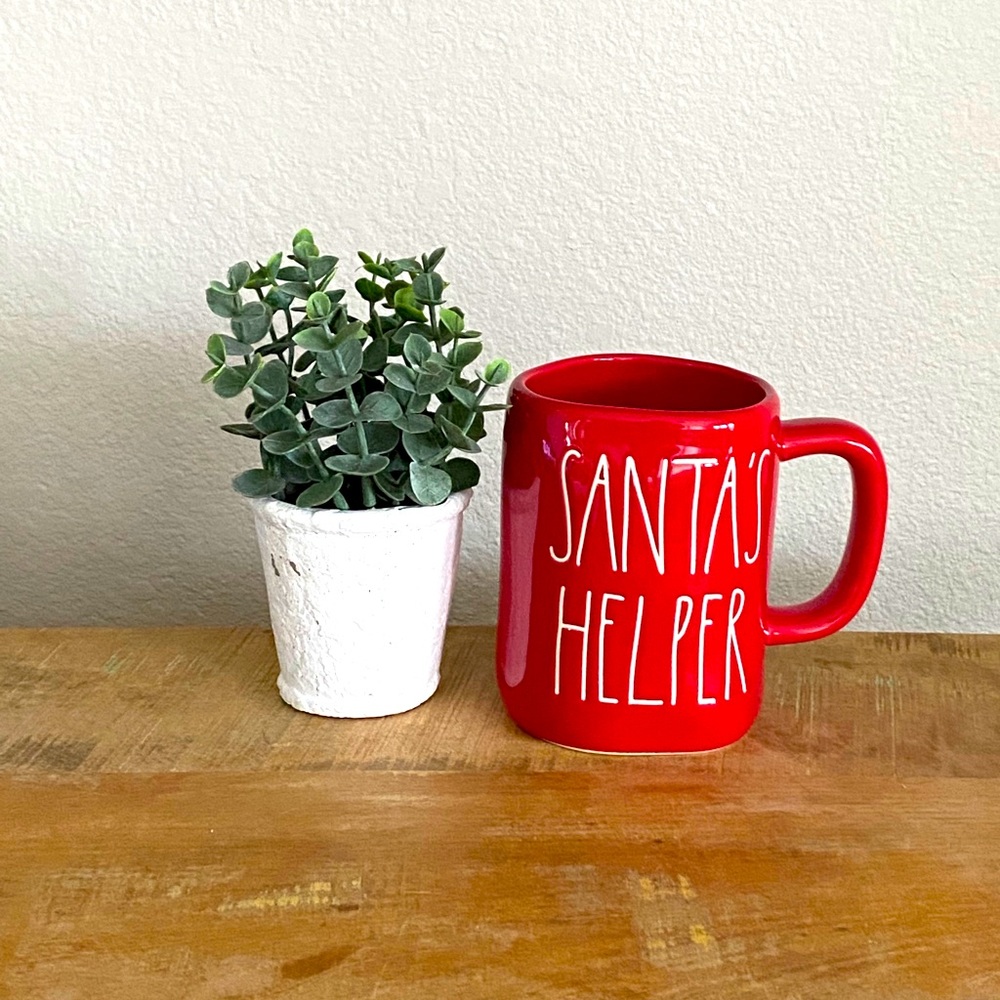 Rae Dunn SANTAS HELPER red mug